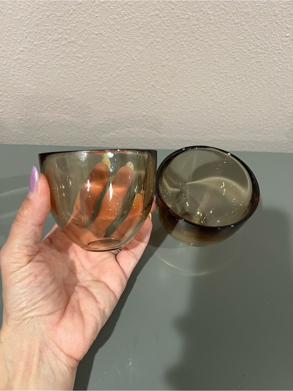 Orrefors Sweden Signed Bronze Art Glass Bowls Set of 2 | Scandinavian Modern - Picture 2 of 7